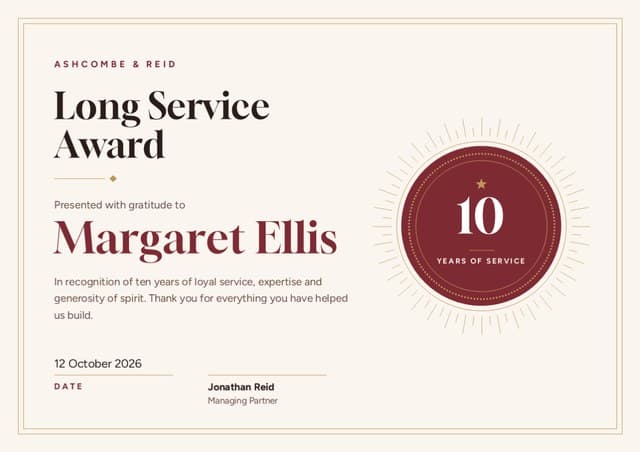 Tenure certificate design