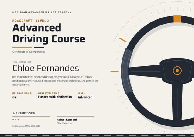 Ten to Two certificate template