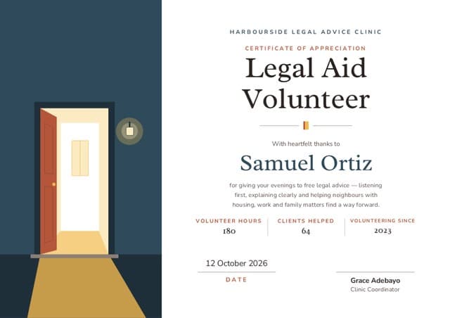 Open Door certificate template