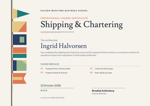 Flag Hoist certificate design