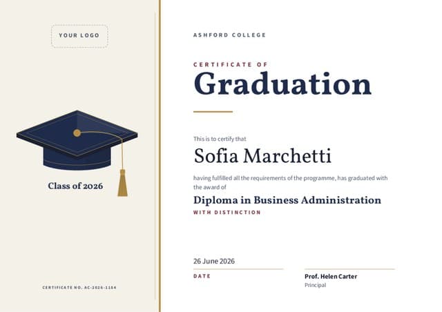 Mortarboard certificate template